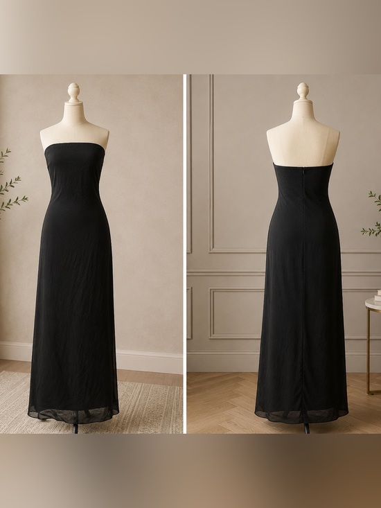 Lulus Dresses & Skirts - Lulu's Strapless Black Maxi Dress with Detached Scarf
